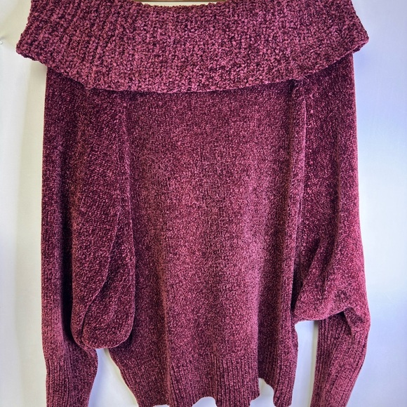 White House Black Market Burgundy Cowl Neck Sweater - Picture 4 of 8